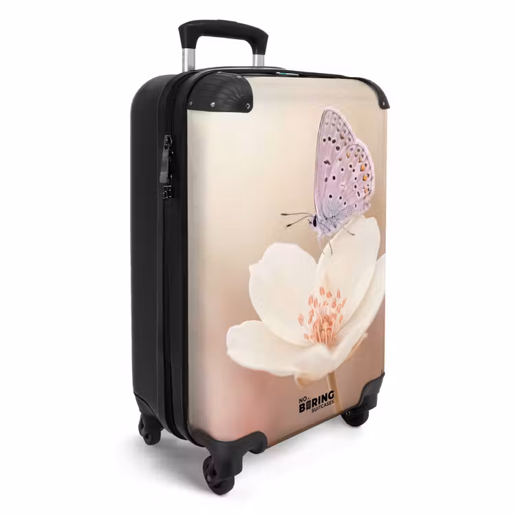 Koffer - Schmetterling – Blume – Blau - Vlinder - Bloem - Blauw NBS - Handbagage koffer - Vrouwen middel