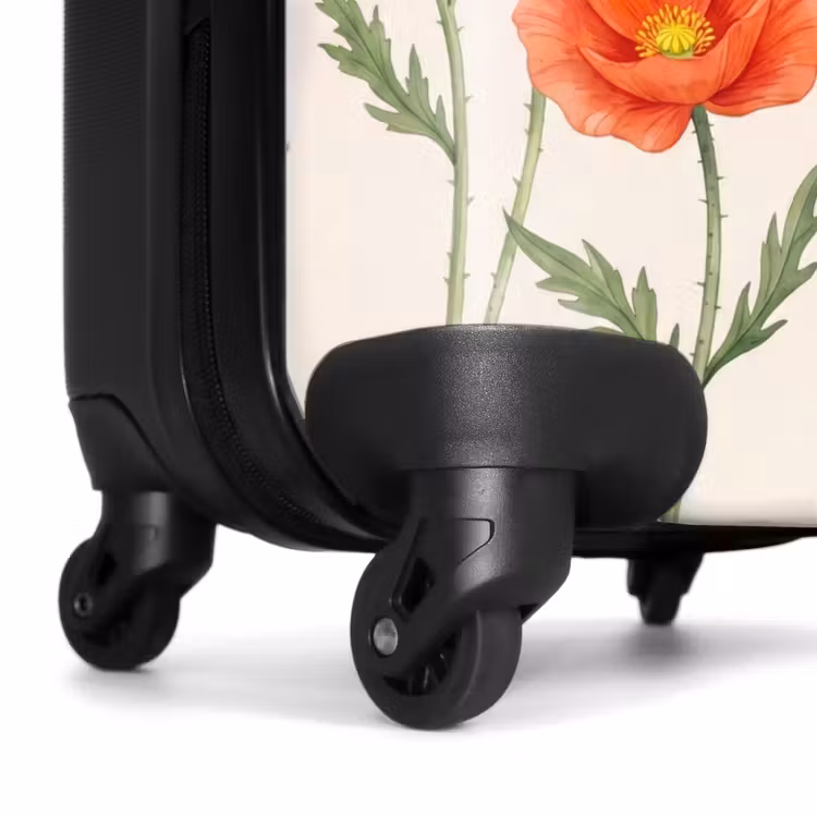 Koffer - Schmetterlinge – Mohnblumen – Illustration – Farbenfroh - Vlinders - Klaprozen - Illustratie - Kleurrijk NBS - Handbagage koffer - Vrouwen middel