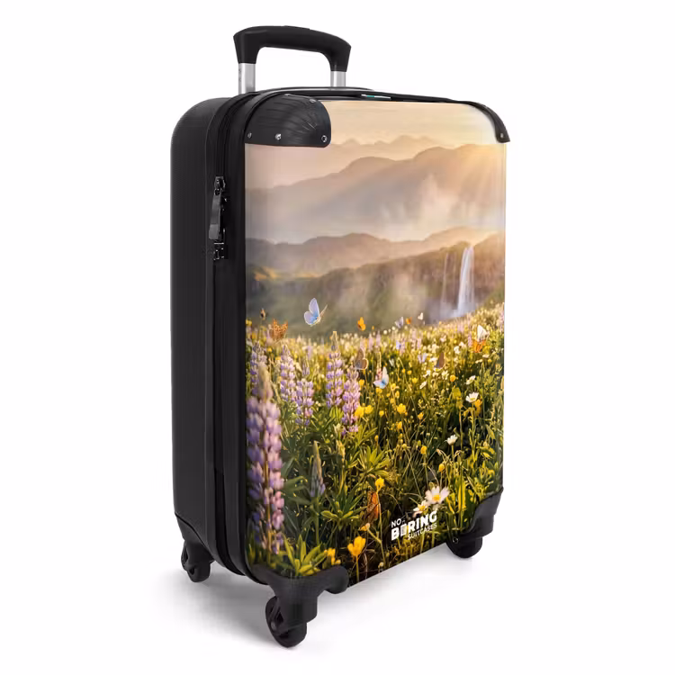 Koffer - Schmetterlinge – Wasserfall – Blumenwiese - Vlinders - Waterval - Bloemenveld NBS - Handbagage koffer - Vrouwen middel
