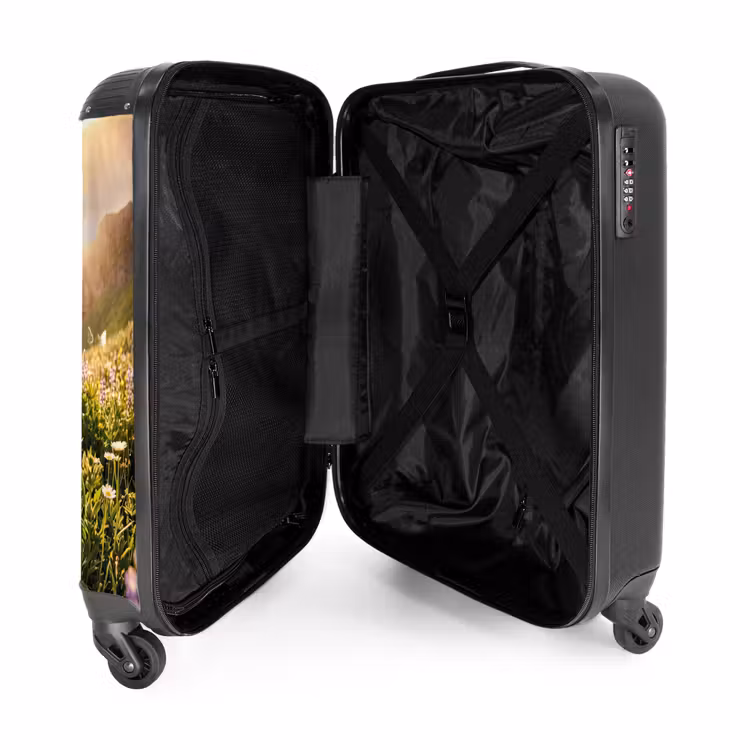 Koffer - Schmetterlinge – Wasserfall – Blumenwiese - Vlinders - Waterval - Bloemenveld NBS - Handbagage koffer - Vrouwen middel