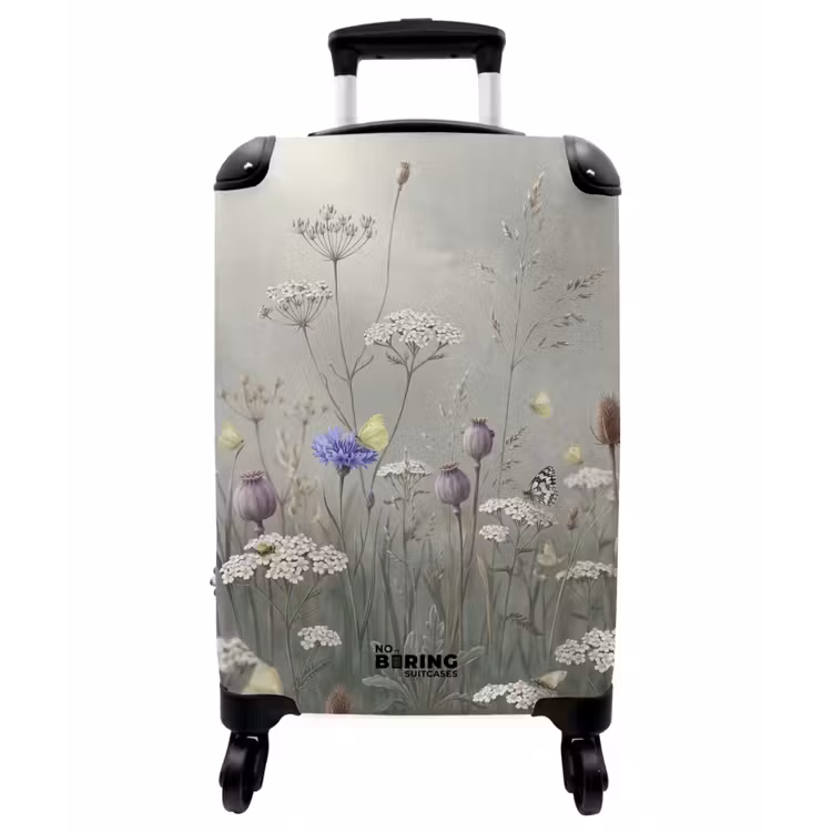 Koffer - Schmetterlinge – Wildblumen – Illustration – Farbenfroh - Vlinders - Wildbloemen - Illustratie - Kleurrijk NBS - Handbagage koffer - Vrouwen middel