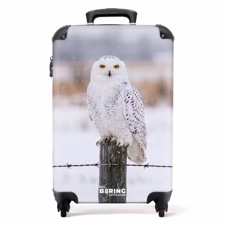 Koffer - Schnee-Eule – Zaun – Schnee – Weiß - Sneeuwuil - Hek - Sneeuw - Wit NBS - Handbagage koffer - Volwassenen Unisex middel