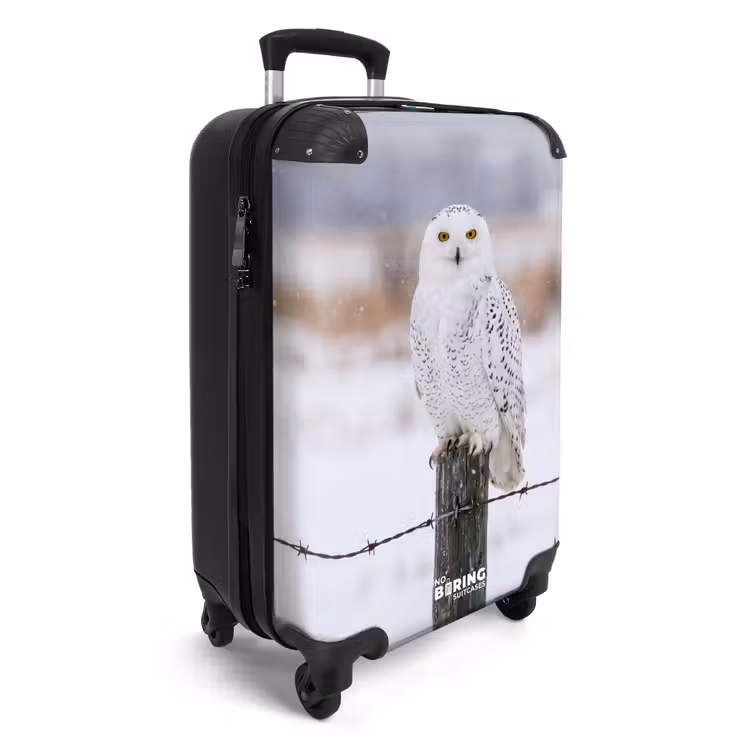 Koffer - Schnee-Eule – Zaun – Schnee – Weiß - Sneeuwuil - Hek - Sneeuw - Wit NBS - Handbagage koffer - Volwassenen Unisex middel