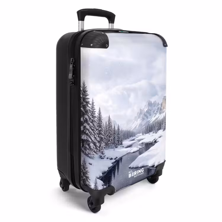 Koffer - Schneelandschaft – Berge – Fluss – Winter - Sneeuwlandschap - Bergen - Rivier - Winter NBS - Handbagage koffer - Volwassenen Unisex middel