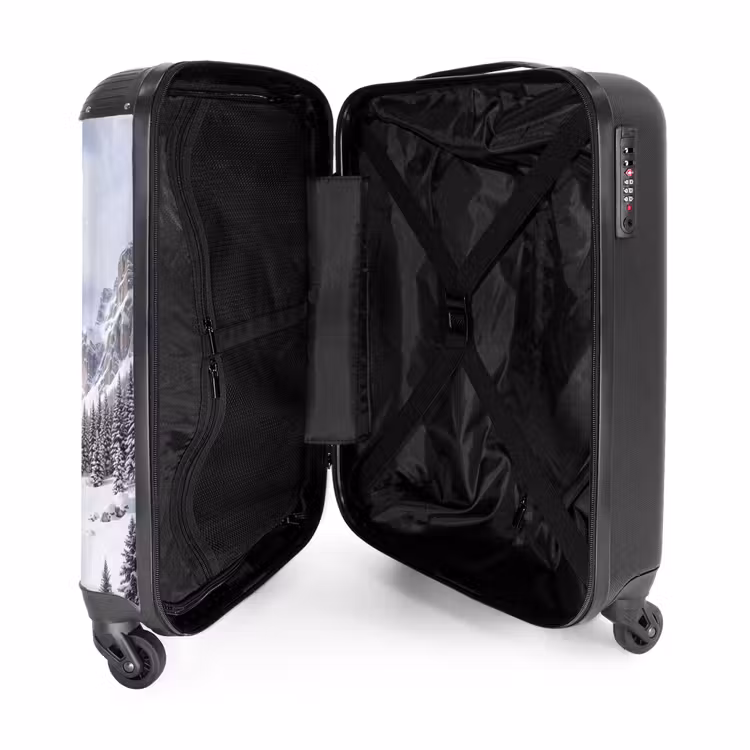 Koffer - Schneelandschaft – Berge – Fluss – Winter - Sneeuwlandschap - Bergen - Rivier - Winter NBS - Handbagage koffer - Volwassenen Unisex middel