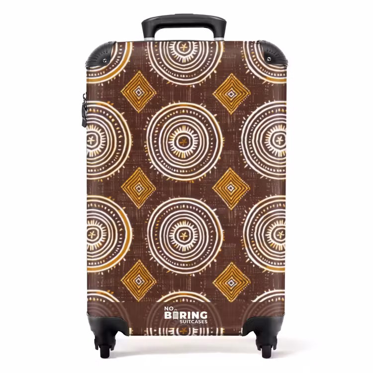Koffer - Schokoladenbraun – Ethno – Tribal – Kreise – Muster - Chocoladebruin - Etnisch - Tribaal - Cirkels - Patroon NBS - Handbagage koffer - Volwassenen Unisex middel