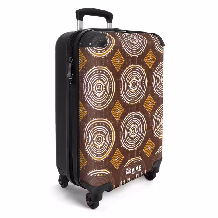 Koffer - Schokoladenbraun – Ethno – Tribal – Kreise – Muster - Chocoladebruin - Etnisch - Tribaal - Cirkels - Patroon NBS - Handbagage koffer - Volwassenen Unisex middel