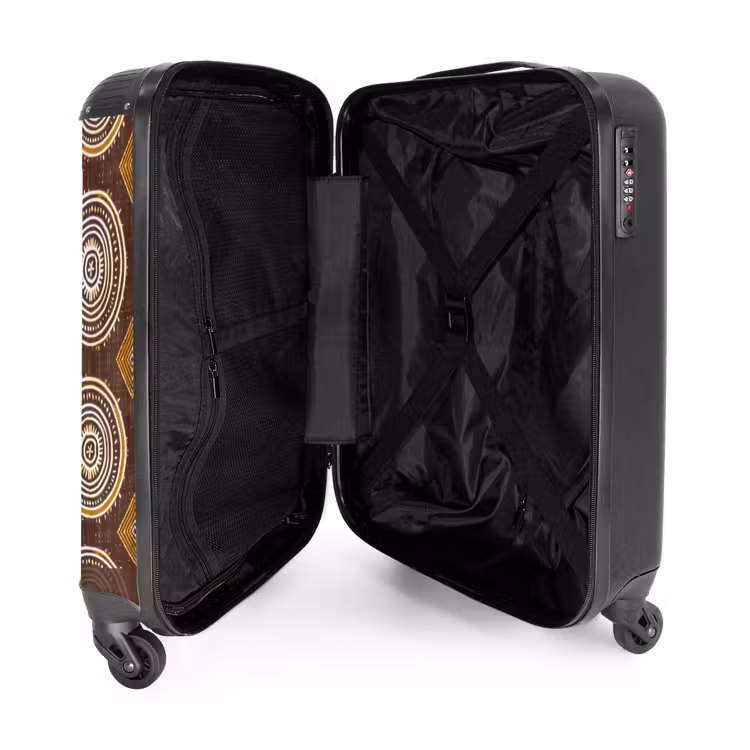 Koffer - Schokoladenbraun – Ethno – Tribal – Kreise – Muster - Chocoladebruin - Etnisch - Tribaal - Cirkels - Patroon NBS - Handbagage koffer - Volwassenen Unisex middel