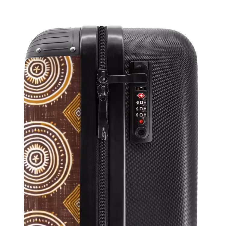 Koffer - Schokoladenbraun – Ethno – Tribal – Kreise – Muster - Chocoladebruin - Etnisch - Tribaal - Cirkels - Patroon NBS - Handbagage koffer - Volwassenen Unisex middel
