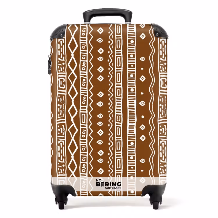 Koffer - Schokoladenbraun – Ethno – Tribal – Muster - Chocoladebruin - Etnisch - Tribaal - Patroon NBS - Handbagage koffer - Volwassenen Unisex middel