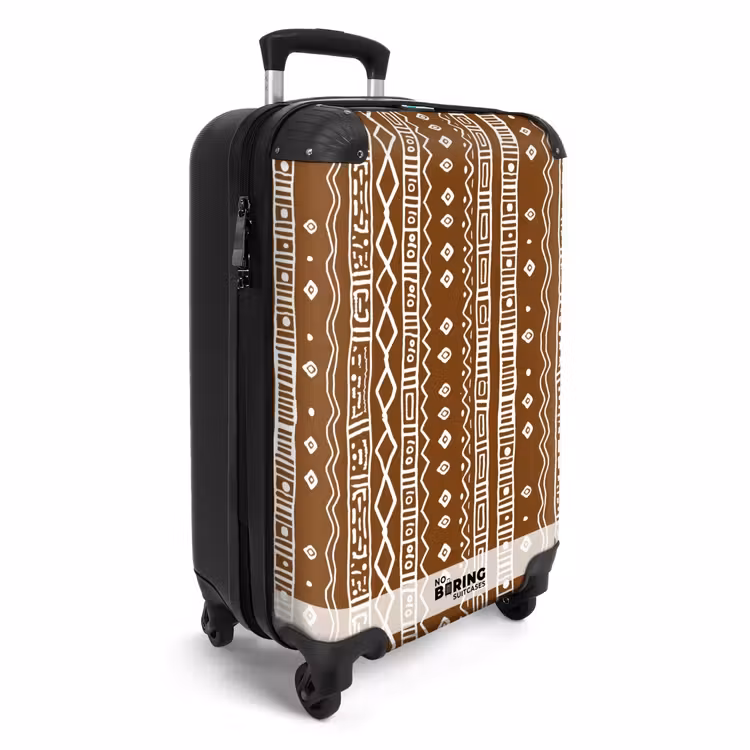 Koffer - Schokoladenbraun – Ethno – Tribal – Muster - Chocoladebruin - Etnisch - Tribaal - Patroon NBS - Handbagage koffer - Volwassenen Unisex middel