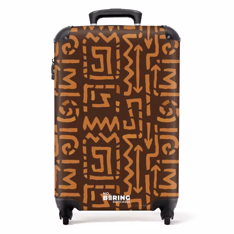 Koffer - Schokoladenbraun – Ethno – Tribal – Symbole - Chocoladebruin - Etnisch - Tribaal - Symbolen NBS - Handbagage koffer - Volwassenen Unisex middel