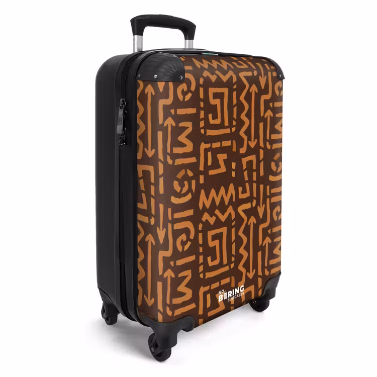 Koffer - Schokoladenbraun – Ethno – Tribal – Symbole - Chocoladebruin - Etnisch - Tribaal - Symbolen NBS - Handbagage koffer - Volwassenen Unisex middel