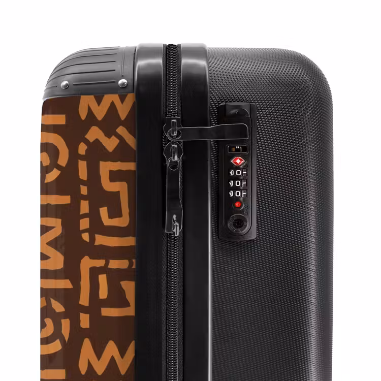 Koffer - Schokoladenbraun – Ethno – Tribal – Symbole - Chocoladebruin - Etnisch - Tribaal - Symbolen NBS - Handbagage koffer - Volwassenen Unisex middel