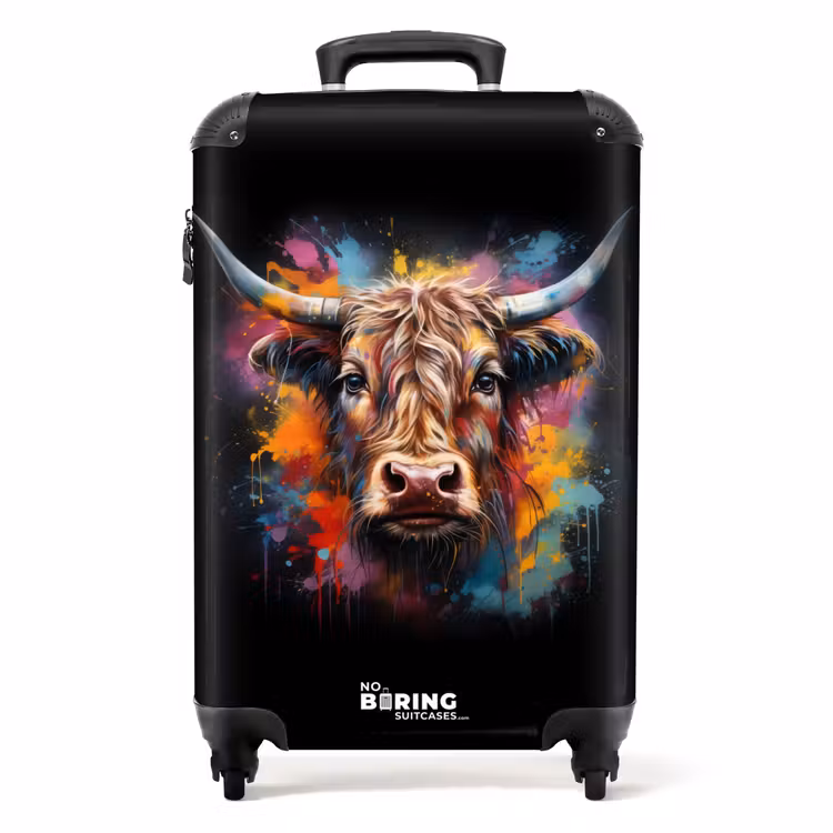 Schotse hooglander als graffiti art NBS - Handbagage koffer - Volwassenen Unisex middel -productfoto_recht