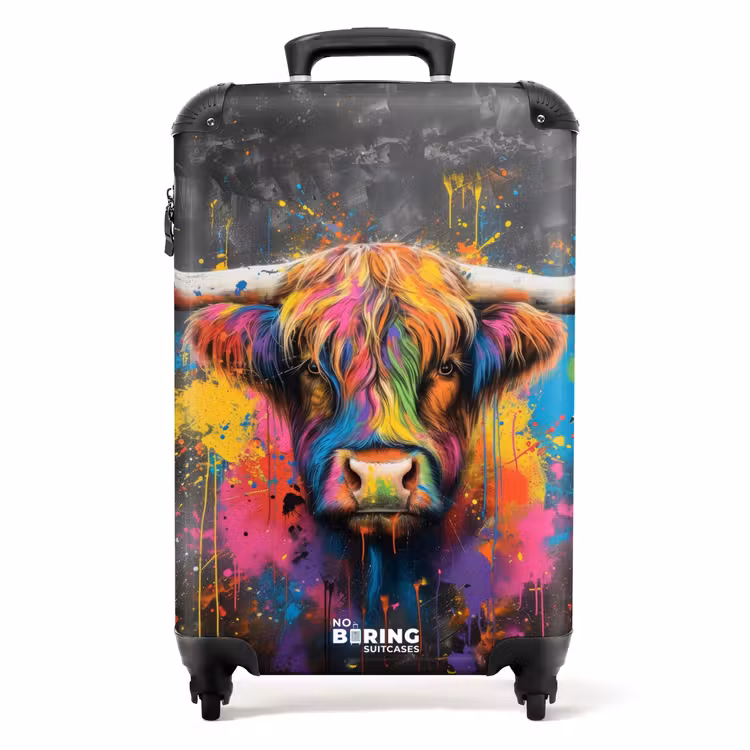 Schotse hooglander als graffiti art NBS - Handbagage koffer - Volwassenen Unisex middel -productfoto_recht