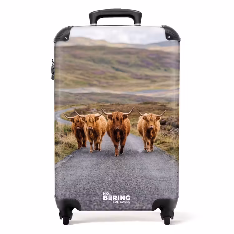 Koffer - Schottische Hochlandrinder – Straße – Landschaft – Herde - Schotse Hooglanders - Weg - Landschap - Kudde NBS - Handbagage koffer - Volwassenen Unisex middel