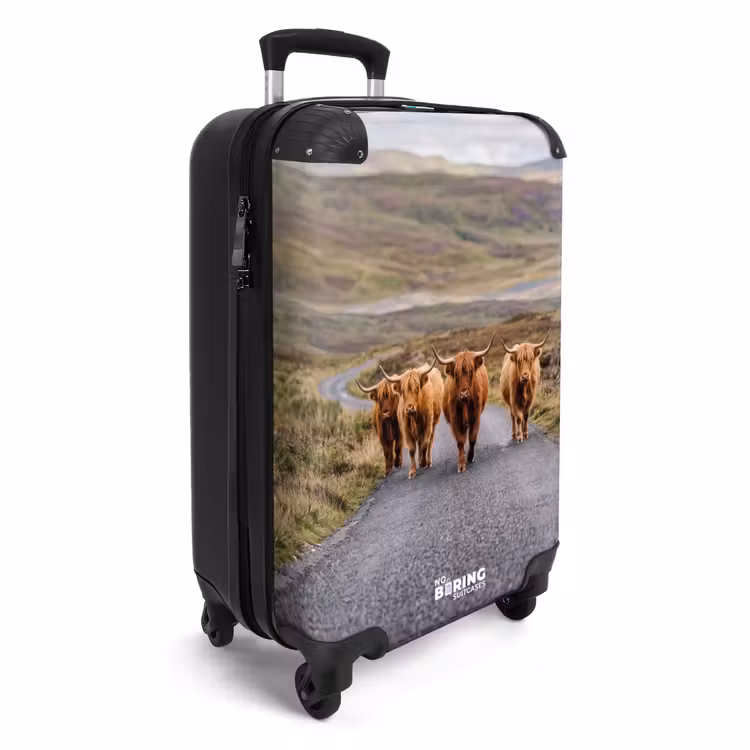 Koffer - Schottische Hochlandrinder – Straße – Landschaft – Herde - Schotse Hooglanders - Weg - Landschap - Kudde NBS - Handbagage koffer - Volwassenen Unisex middel