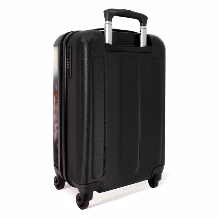 Schotse hooglander met roze bloemen NBS - Handbagage koffer - Unisex middel -achterkant