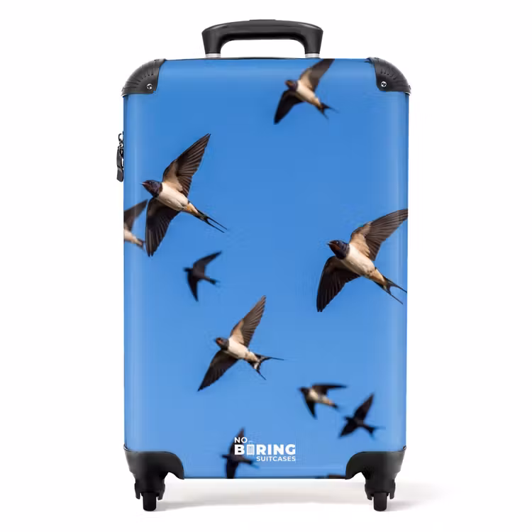 Koffer - Schwalben – Fliegen – Blau - Zwaluwen - Vliegen - Blauw NBS - Handbagage koffer - Volwassenen Unisex middel