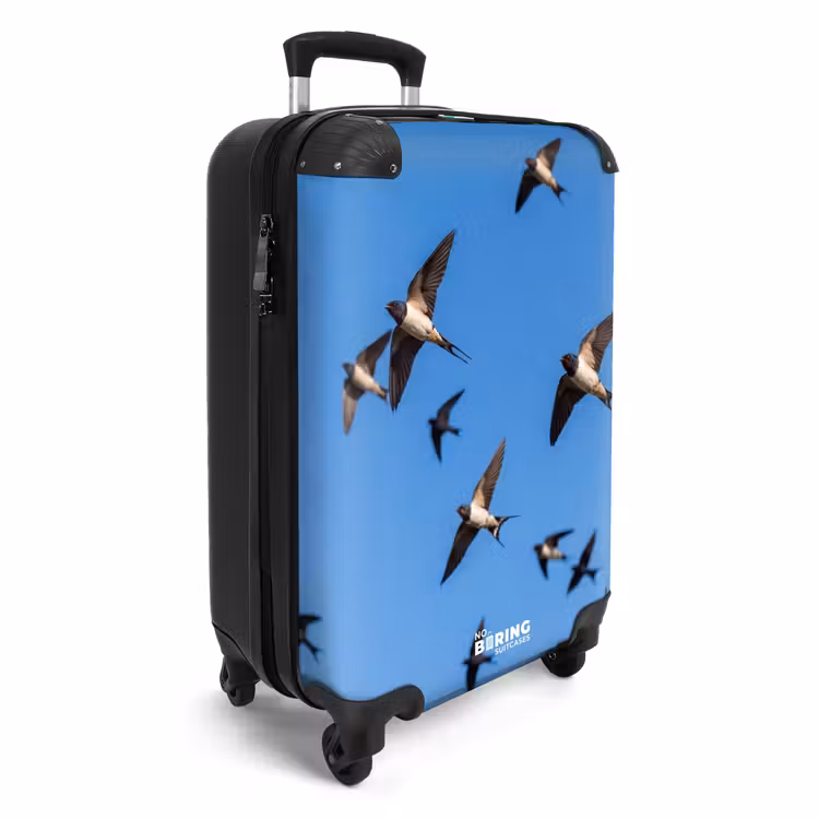 Koffer - Schwalben – Fliegen – Blau - Zwaluwen - Vliegen - Blauw NBS - Handbagage koffer - Volwassenen Unisex middel