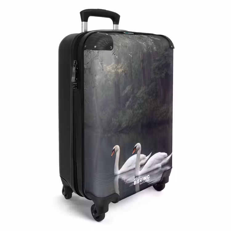 Koffer - Schwäne – Fluss – Wald - Zwanen - Rivier - Bos NBS - Handbagage koffer - Volwassenen Unisex middel