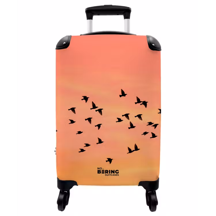 Koffer - Schwarm – Vögel – Orange - Zwerm - Vogels - Oranje NBS - Handbagage koffer - Vrouwen middel
