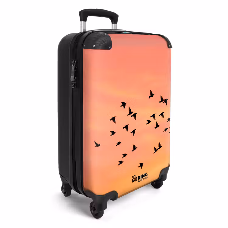 Koffer - Schwarm – Vögel – Orange - Zwerm - Vogels - Oranje NBS - Handbagage koffer - Vrouwen middel