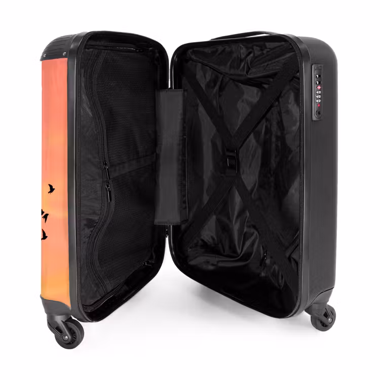 Koffer - Schwarm – Vögel – Orange - Zwerm - Vogels - Oranje NBS - Handbagage koffer - Vrouwen middel