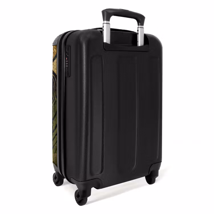 Koffer - Schwarz – Ockergelb – Botanisch – Textur - Zwart - Okergeel - Botanisch - Textuur NBS - Handbagage koffer - Volwassenen Unisex middel