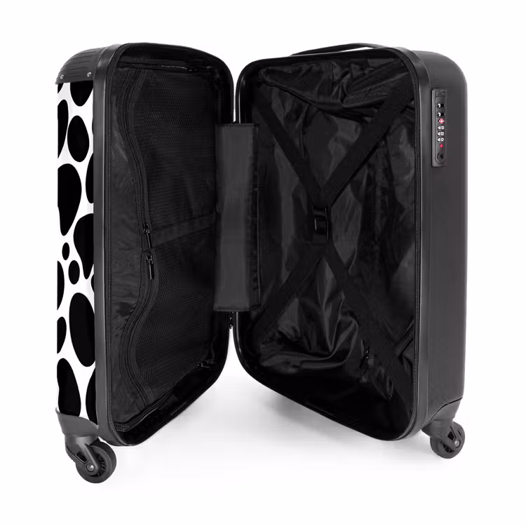 Zwarte vlekken over een witte achtergrond NBS - Handbagage koffer - Volwassenen Unisex middel -binnenkant