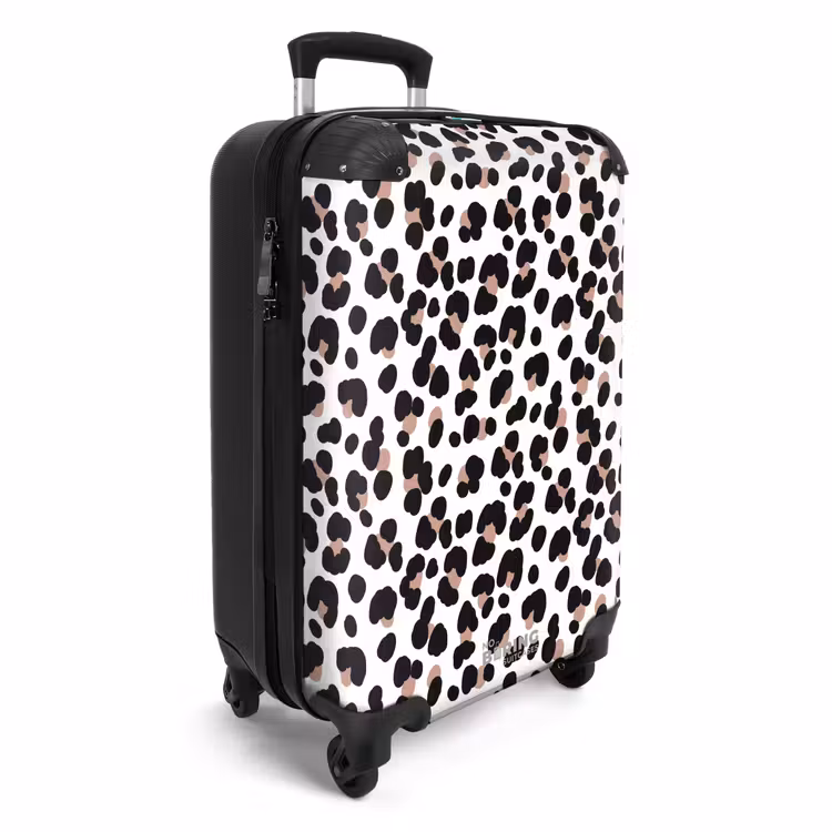 Zwarte vlekken met witte achtergrond NBS - Handbagage koffer - Volwassenen Unisex middel -productfoto_3d