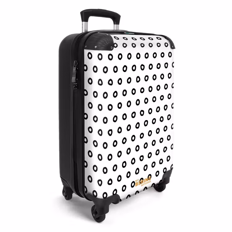 Zwarte cirkelvormige ringen over een witte achtergrond NBS - Handbagage koffer - Volwassenen Unisex middel -productfoto_3d