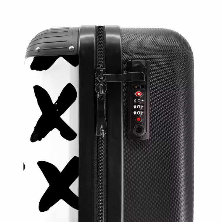 Zwarte kruizen op witte achtergrond NBS - Handbagage koffer - Kinderen Unisex middel -slot