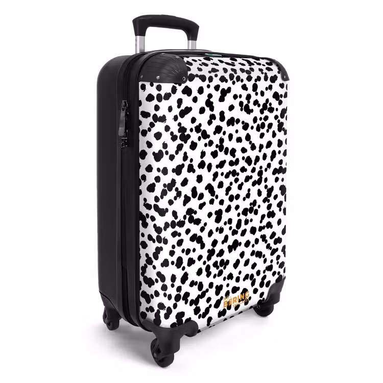 Zwarte penseelachtige stippen op een witte achtergrond. NBS - Handbagage koffer - Volwassenen Unisex middel -productfoto_3d