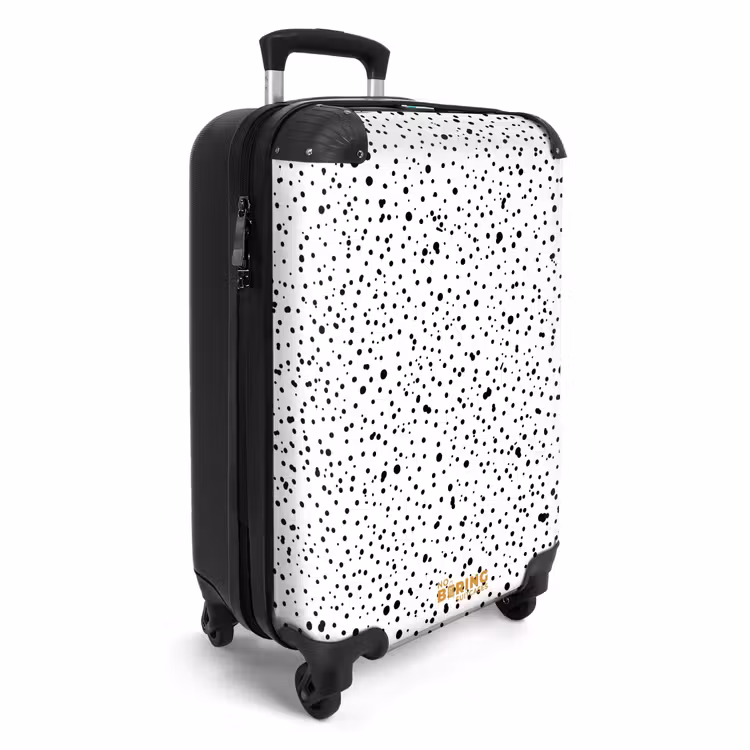 Zwarte stippen over een witte achtergrond NBS - Handbagage koffer - Volwassenen Unisex middel -productfoto_3d