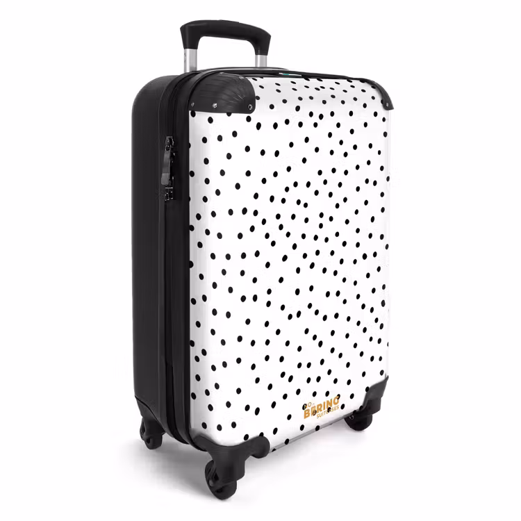 Zwarte stippenregen over een wit oppervlak NBS - Handbagage koffer - Volwassenen Unisex middel -productfoto_3d