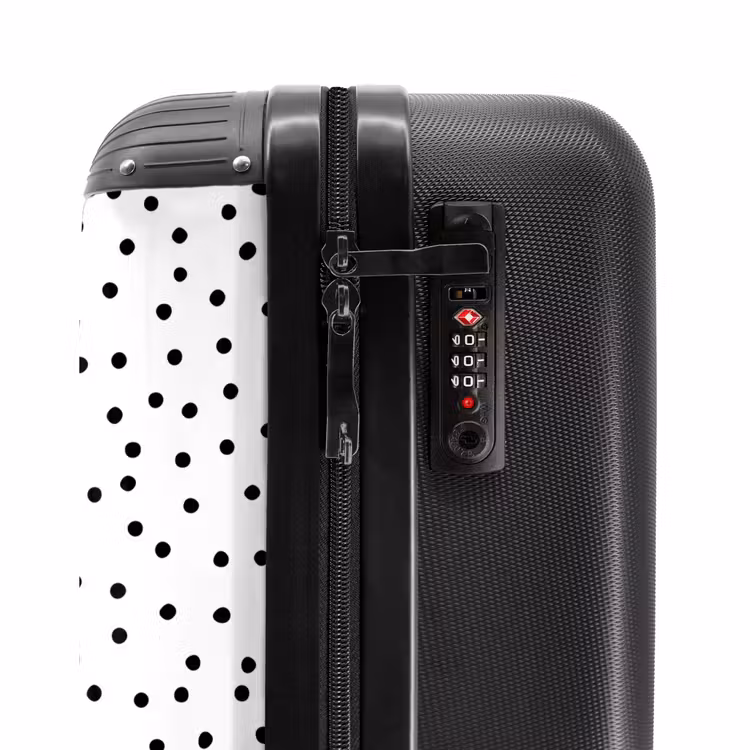 Zwarte stippenregen over een wit oppervlak NBS - Handbagage koffer - Volwassenen Unisex middel -slot