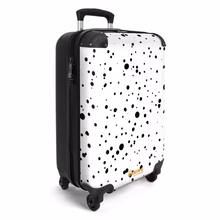 Zwarte stippen in uiteenlopende groottes op een witte achtergrond NBS - Handbagage koffer - Volwassenen Unisex middel -productfoto_3d