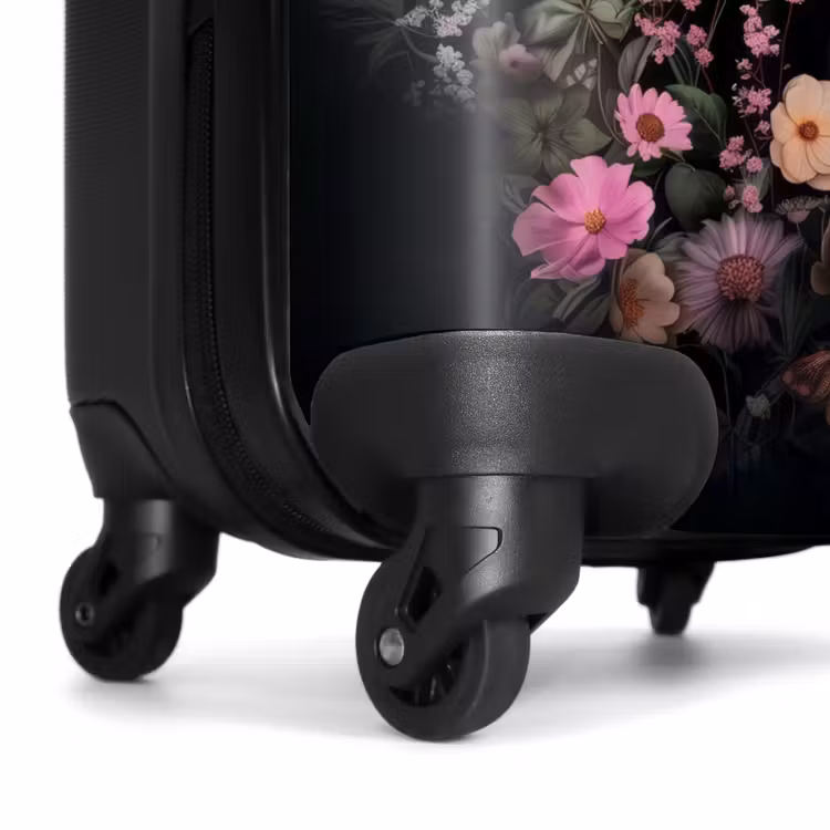 Zwart paard met witte bles en kleurrijke bloemen Koffer - NBS - Handbagage middel -wiel