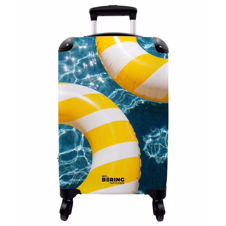 Koffer - Schwimmbad – Schwimmringe – Sommer – Gelb – Blau - Zwembad - Zwembanden - Zomer - Geel - Blauw NBS - Handbagage koffer - Vrouwen middel
