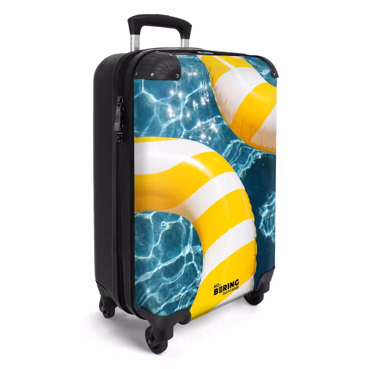 Koffer - Schwimmbad – Schwimmringe – Sommer – Gelb – Blau - Zwembad - Zwembanden - Zomer - Geel - Blauw NBS - Handbagage koffer - Vrouwen middel