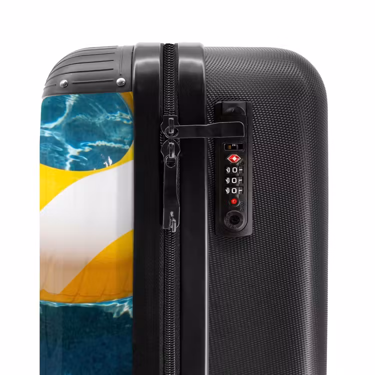 Koffer - Schwimmbad – Schwimmringe – Sommer – Gelb – Blau - Zwembad - Zwembanden - Zomer - Geel - Blauw NBS - Handbagage koffer - Vrouwen middel