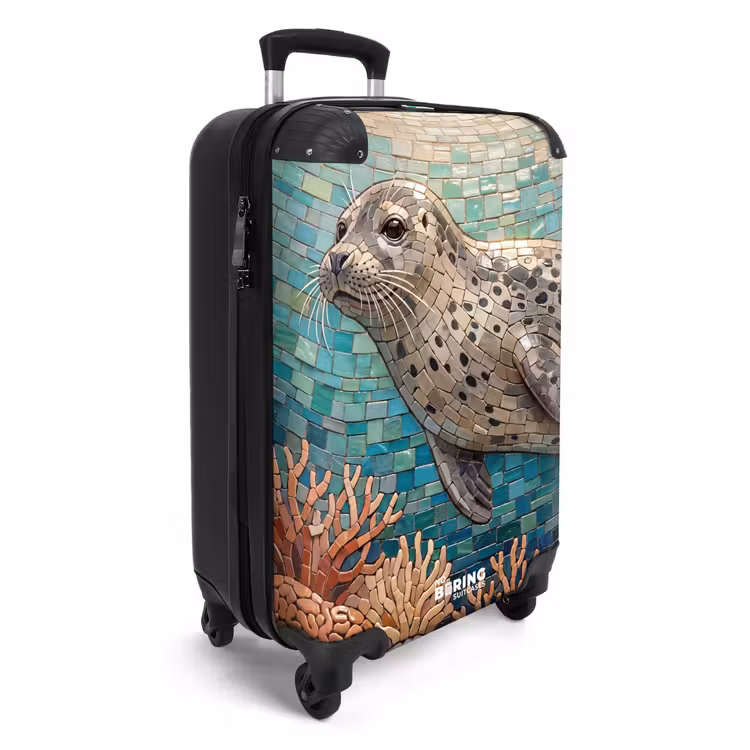 Koffer - Seehund – Mosaik – Unterwasser – Tiere – Blau - Zeehond - Mozaïek - Onderwater - Dieren - Blauw NBS - Handbagage koffer - Volwassenen Unisex middel
