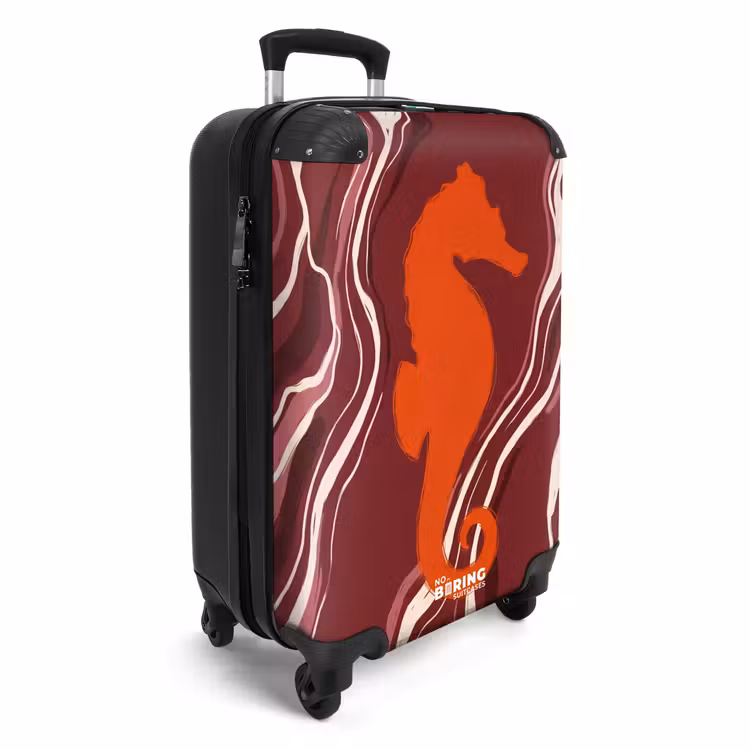 Koffer - Seepferdchen – Wellen – Meeresleben – Abstrakt – Orange - Zeepaardje - Golven - Zeeleven - Abstract - Oranje NBS - Handbagage koffer - Vrouwen middel