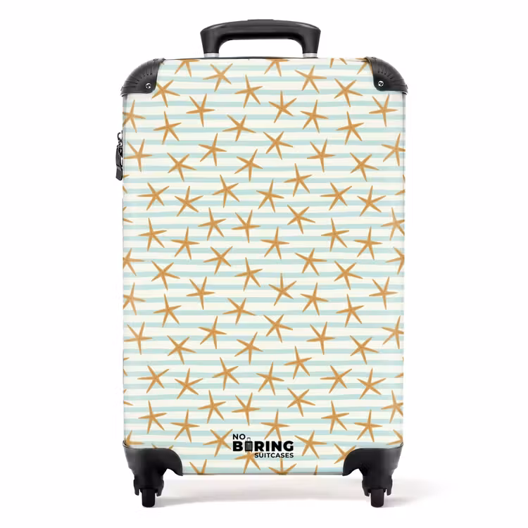 Zeesterren met streep patroon blauw NBS - Handbagage koffer - Kinderen Unisex middel -productfoto_recht