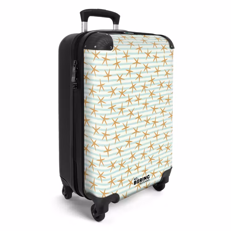 Zeesterren met streep patroon blauw NBS - Handbagage koffer - Kinderen Unisex middel -productfoto_3d