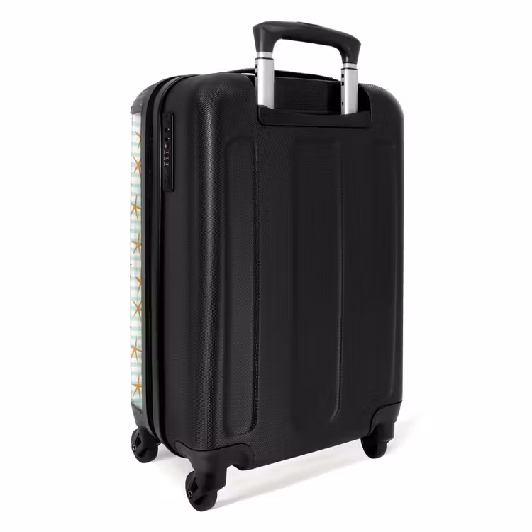 Zeesterren met streep patroon blauw NBS - Handbagage koffer - Kinderen Unisex middel -achterkant