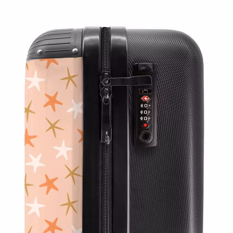Zeester patroon roze NBS - Handbagage koffer - Kinderen Unisex middel -slot