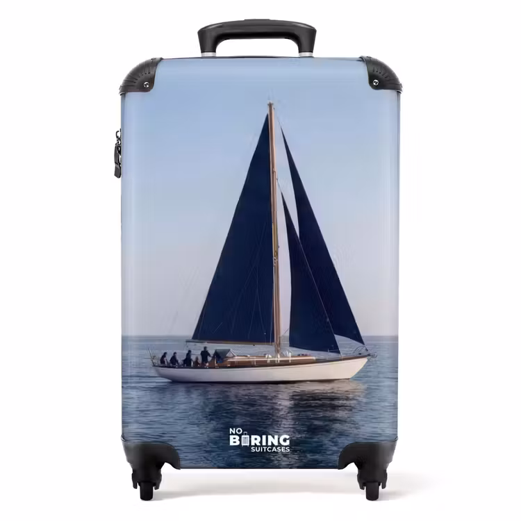 Zeilboot - Zee - Blauw NBS - Handbagage koffer - Volwassenen Unisex middel -productfoto_recht